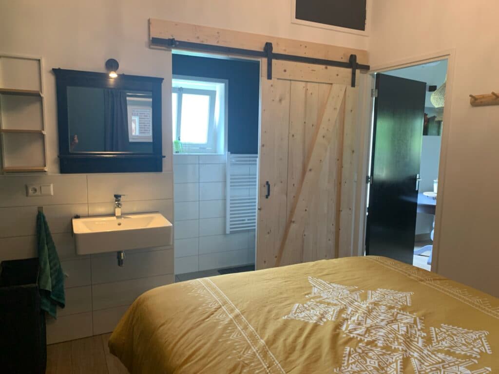 Bedroom with en-suite bathroom and wooden barn doors